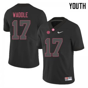 NCAA Youth Alabama Crimson Tide #17 Jaylen Waddle Stitched College 2018 Nike Authentic Black Football Jersey EY17R05YH